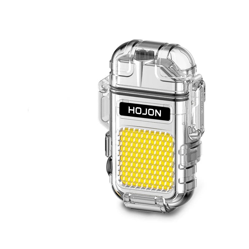 Luminous Transparent Waterproof Lighter Plasma Double Arc Windproof Lighter USB Rechargeable Lighter Outdoor Camping Gift