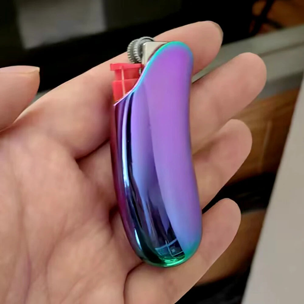 Fashion Metal  Ice Mirror Lighter Case Cover Holder For Bic Mini Lighters Sleeve Comfortable Grasp Lighter Holder Shell Type J5