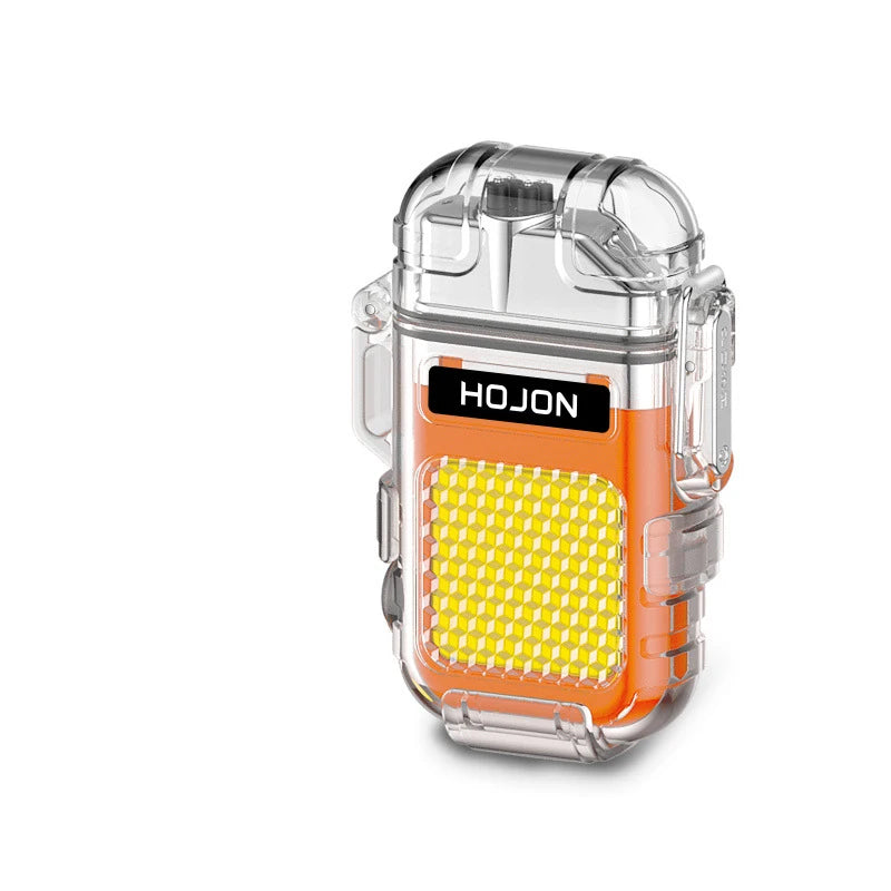 Luminous Transparent Waterproof Lighter Plasma Double Arc Windproof Lighter USB Rechargeable Lighter Outdoor Camping Gift