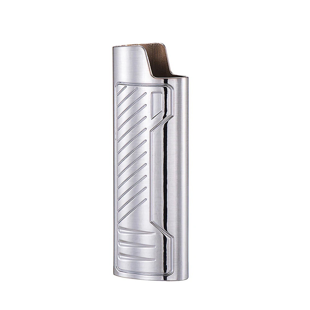 Exquisite Stripes BIC Lighter Cover Case Decorative Metal Shell Large Holder Full Size BIC j6 Gas Lighter 5 Colors Wholesale